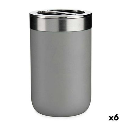 Tandenborstelhouder Berilo Grijs Zilverkleurig Plastic 7,7 x 11,2 x 7,7 cm (6 Stuks)