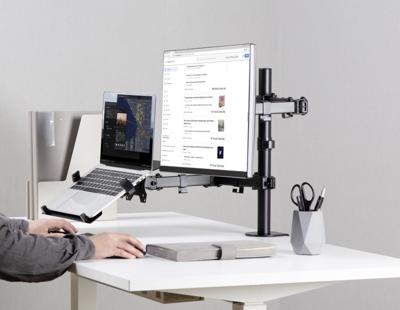SpeaKa Professional SP-MM-302 Monitorbeugel Aantal monteerbare displays: 2 Display(s) 33,0 cm (13) - 81,3 cm (32) Zwart Draaibaar, In hoogte verstelbaar,