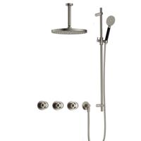 Hotbath Cobber IBSW70 Regendoucheset inbouw - 15cm plafondarm - 30cm ronde hoofddouche - 3 standen handdouche - glijstang - Geborsteld nikkel IBSW70GN1257 - thumbnail