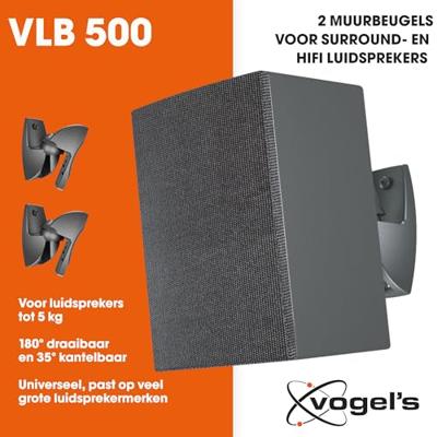 Vogels VLB 500 Luidspreker-wandbeugel Kantelbaar, Draaibaar Zwart 1 paar