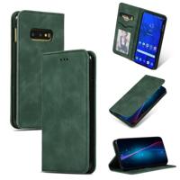 Retro huid voelen Business magnetische horizontale Flip lederen case voor Samsung Galaxy S10 E (Army Green) - thumbnail