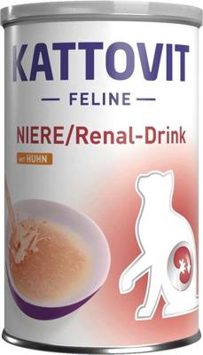 Kattovit Reni/Renal Drink kip, verpakking van 24 stuks, 24 x 135 ml, aanvullend voer voor volwassen katten, stukken vlees met kip, ter ondersteuning van de nierfunctie