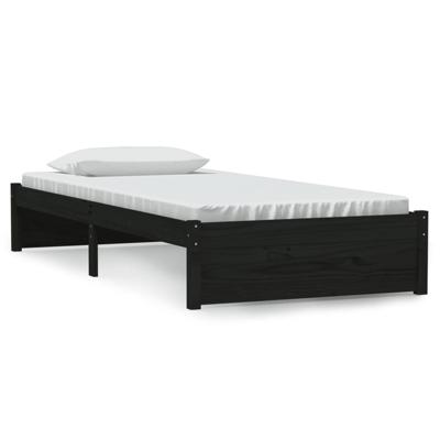 Bedframe massief hout zwart 90x190 cm 3FT Single Bedframe massief hout zwart 90x190 cm 3FT Single