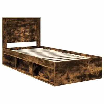 Bedframe met lade Gerookt eiken 75 x 190 cm Massief grenenhout
