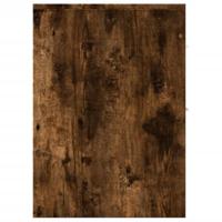 Badkamerkast smal met wielen bewerkt hout gerookt eikenkleurig - thumbnail