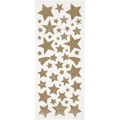 Creativ Company Glitterstickers, sterren, vel 10x24 cm, ca. 110 stuk, goud, 2 vel/ 1 doos