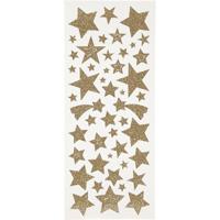 Creativ Company Glitterstickers, sterren, vel 10x24 cm, ca. 110 stuk, goud, 2 vel/ 1 doos - thumbnail