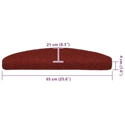 VidaXL Trapmatten zelfklevend 30 stuks 65x21x4 cm bordeaux rood halfrond groot