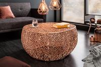 Filigraan design salontafel ABSTRACT BLAD 80cm koper handgemaakt - 40287 - thumbnail
