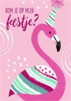 Wenskaart hallmark uitnodiging flamingo 5 stuks - thumbnail