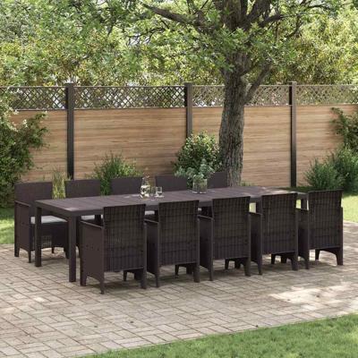 Tuin Eetset 11 pcs Bruin en Lichtgrijs Groot Poly riet