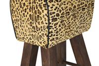 Kruk DKD Home Decor Zwart Hout Bruin Leer (43 x 35 x 75 cm) - thumbnail