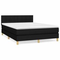 Boxspring met matras stof zwart 140x190 cm - thumbnail