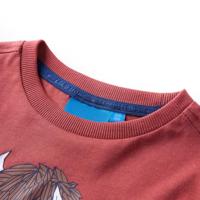 Kindershirt met lange mouwen runderprint 92 roodbruin - thumbnail