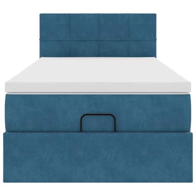 Ottoman bed met matras 90x200cm fluweel donkerblauw
