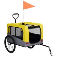 VidaXL Fietstrailer en hondenwagen 2-in-1 geel en grijs - thumbnail