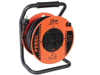 Professionele neopreen kabelhaspel 25 m 3g2.5 4 stopcontacten penaarde Velleman - Velleman