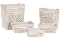 Wasmand Home ESPRIT Wit Natuurlijk Metaal Shabby Chic 42 x 32 x 51 cm 5 Onderdelen - thumbnail