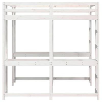 Hoogslaper met bureau en ladder grenenhout wit 140x200 cm