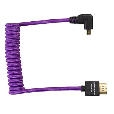 Kondor Blue Gerald Undone Full HDMI naar haakse micro-HDMI-kabel 12"-24" gekruld (paars) - linkerhoek (Sony/Fuji) Kondor Blue Gerald Undone Full HDMI naar haakse micro-HDMI-kabel 12"-24" gekruld (paars) - linkerhoek (Sony/Fuji)