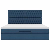 Ottoman bed met matras 160x200cm stof blauw - thumbnail