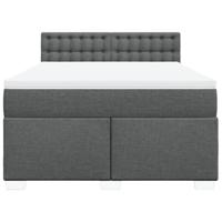 Boxspring met matras stof donkergrijs 140x200 cm - thumbnail