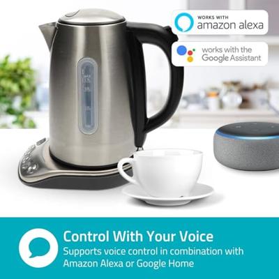 Nedis SmartLife Waterkoker | Wi-Fi | 1.7 l | Roestvrij Staal | 70,80,90,100 °C | Temperatuurindicator | 360 graden draaibaar | Verborgen