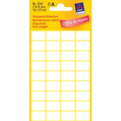 Avery Witte etiketten ft 18 x 12 mm (b x h), 216 stuks