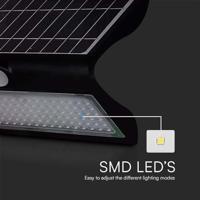 V-TAC VT-767-7-B Solar Wandlamp - IP65 Waterdicht - Zwart - 8W - 850 Lumen - 4000K - thumbnail