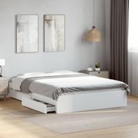 Bedframe met lades bewerkt hout wit 120x190 cm - thumbnail