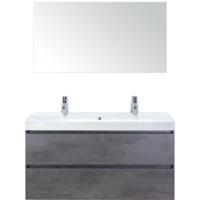 Maxx XL Badmeubelset 120 cm - Beton Antraciet - Wastafel Just Enkel 2 Kraangaten met Spiegel - thumbnail