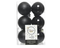 12 onbreekbare kerstballen zwart 6 cm - thumbnail