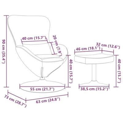 Hangstoel met voetensteun fluweel zwart