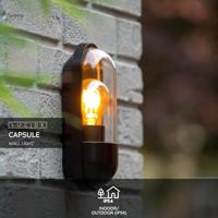 Lucide CAPSULE - Wandlamp Binnen/Buiten - 1xE27 - IP54 - Zwart - thumbnail