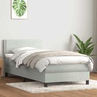 Boxspring met matras fluweel lichtgrijs 80x220 cm - thumbnail