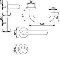 Hoppe deurkruk met cilinderrozet - Paris - deurdikte 37/42mm - RVS - thumbnail