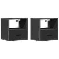 Nachtkastjes wandgemonteerd 2 st 40x31x39,5 cm zwart - thumbnail