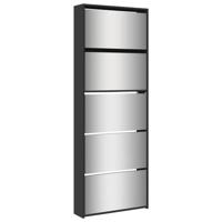Schoenenkast met spiegel 5-laags 63x17x169,5 cm zwart - thumbnail