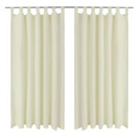 VidaXL Micro-satijnen gordijnen met ringen 140 x 225 cm 2 stuks (creme) - thumbnail