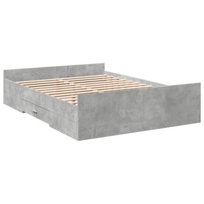 Bedframe met lades bewerkt hout betongrijs 135x190 cm