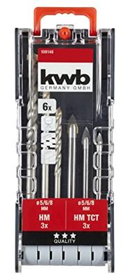 kwb 109146 Glasboorset 6-delig 5 mm, 6 mm, 8 mm Snelspanboorhouder, Tandkransboorhouder 6 stuk(s)