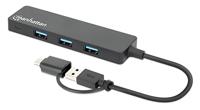 Manhattan USB-C & USB-A Combo Dock/Hub, Ports (4): USB-A (x4), 5 Gbps (USB 3.2 Gen1 aka USB 3.0), External Power Supply Not Needed, SuperSpeed USB, Black, Three Year Warranty, Retail Box - thumbnail