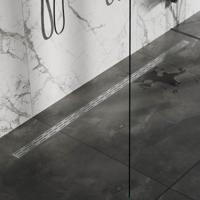 Douchegoot met standaard rooster en flens 7 x 180 RVS geborsteld - thumbnail