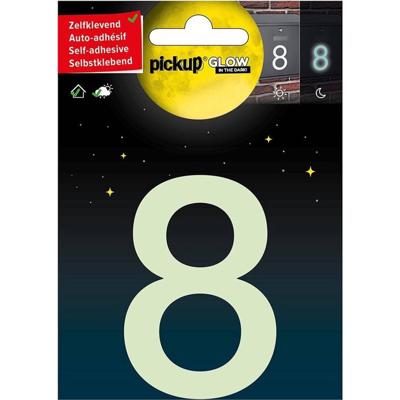 Glow in the dark Nummer 8 - 75 mm zelfklevend.