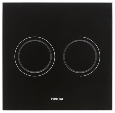 Wisa XS Luga bedieningspaneel met dual flush 2-knops glas, zwart