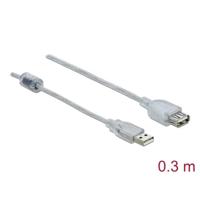 Delock USB-kabel USB 2.0 USB-A stekker, USB-A bus 0.30 m Transparant Afgeschermd (dubbel), Vergulde steekcontacten 82244 - thumbnail
