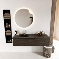 MONDIAZ BUKLA 140cm badmeubel met module 60 kleur Dark Brown met 2 lades. Wastafel CLOUD links 1 kraangat kleur Urban. - thumbnail