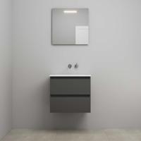 On-Line Badkamermeubelset - 60 cm - Voorgemonteerd - Acryl Wastafel - zonder Kraangat - Spiegel met LED-Verlichting - Mat Antraciet - thumbnail