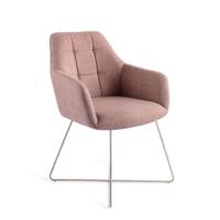 Jesper Home Eetkamerstoel 'Noto' Cross Steel, kleur Vintage Rose - thumbnail