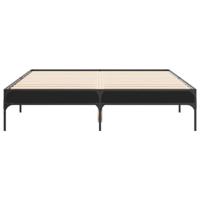 Bedframe bewerkt hout metaal zwart 120x200 cm - thumbnail